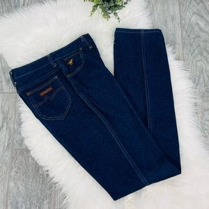 Vintage Wrangler Blue High Waisted Straight Leg Mom Jeans 8 Tall